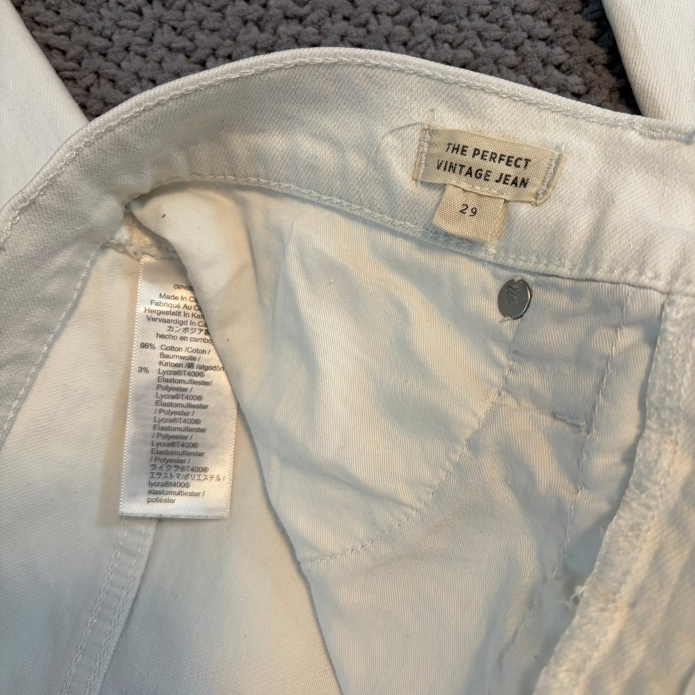 Madewell The Perfect Vintage Jean White Raw Hem Straight Leg Womens 29 - Picture 5 of 7